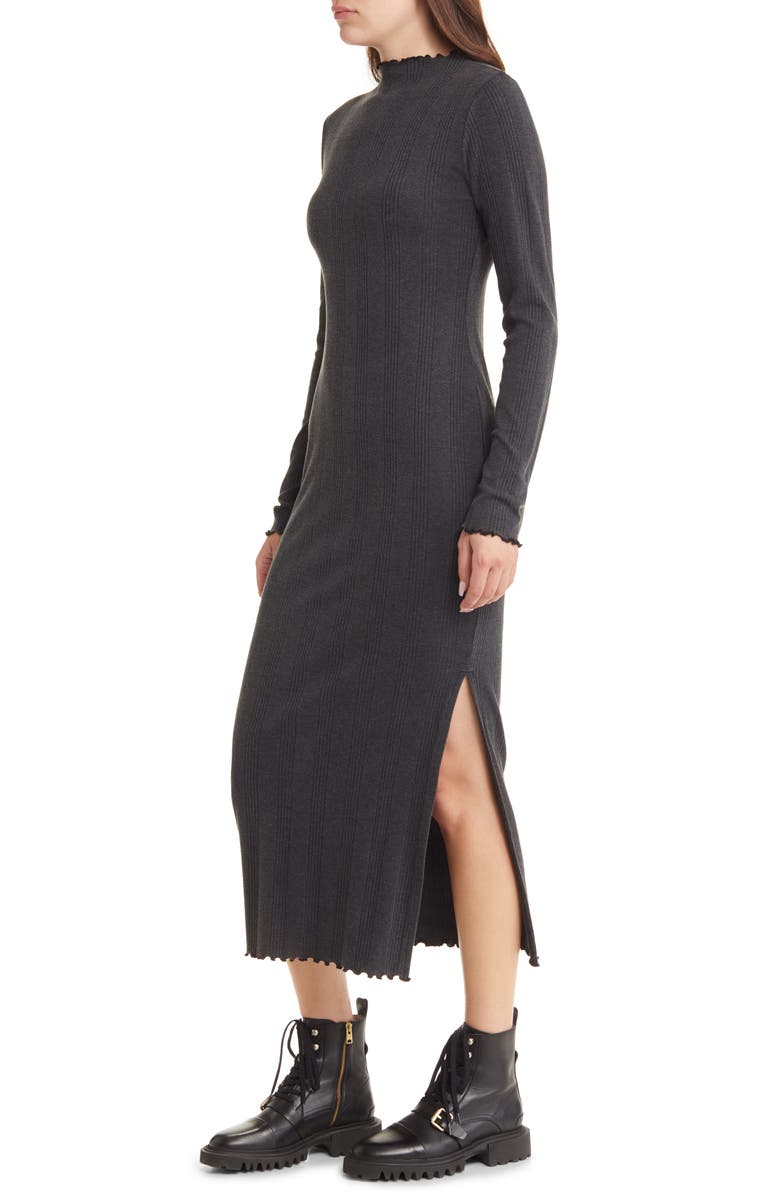 Treasure & Bond Lettuce Edge Long Sleeve Midi Dress, Alternate, color, 