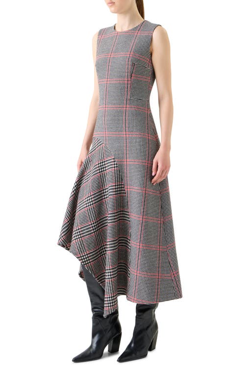 Akris Punto Glen Plaid Asymmetric Virgin Wool Dress In Multi