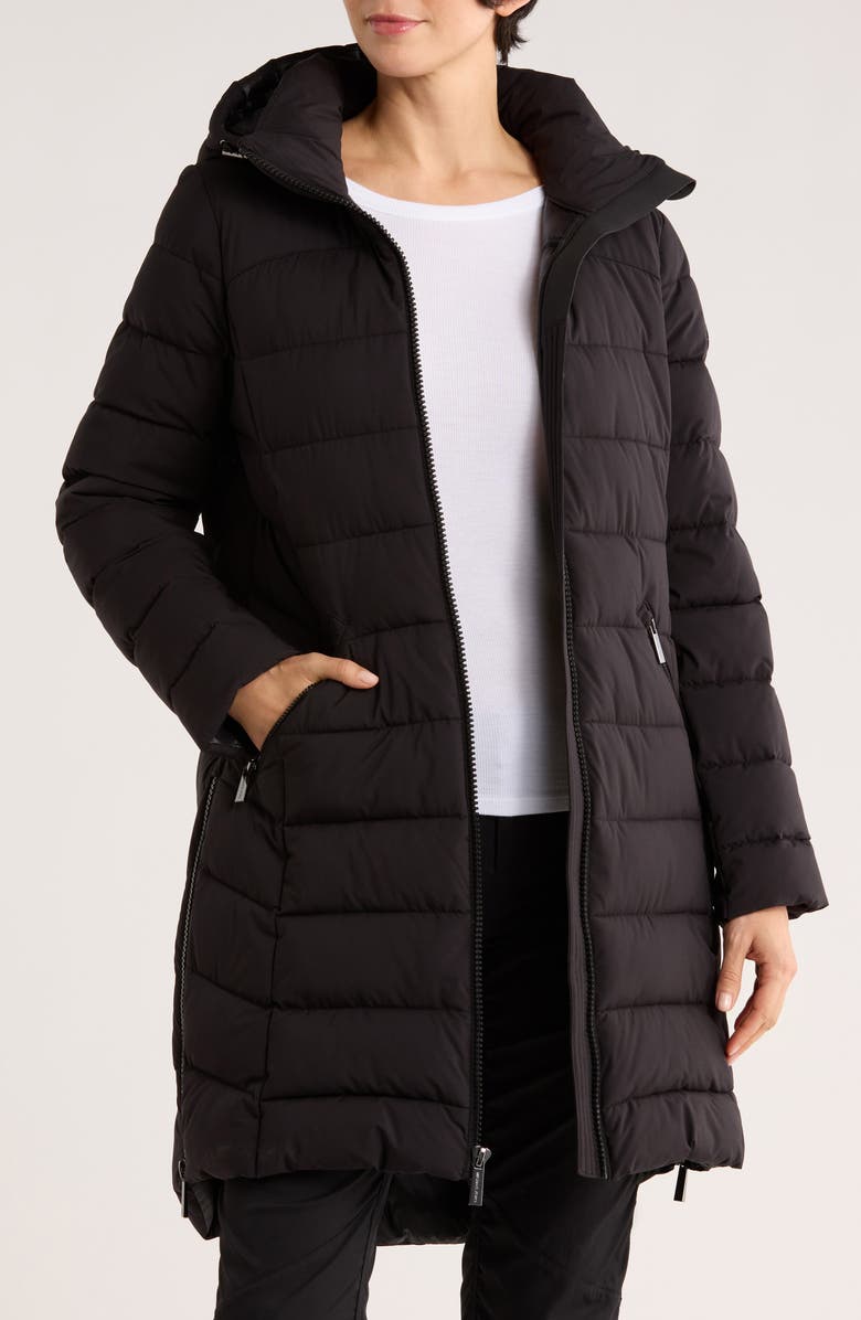 Michael Kors Packable Hooded 400 Fill Power Quilted Puffer Jacket, Alternate, color, Black