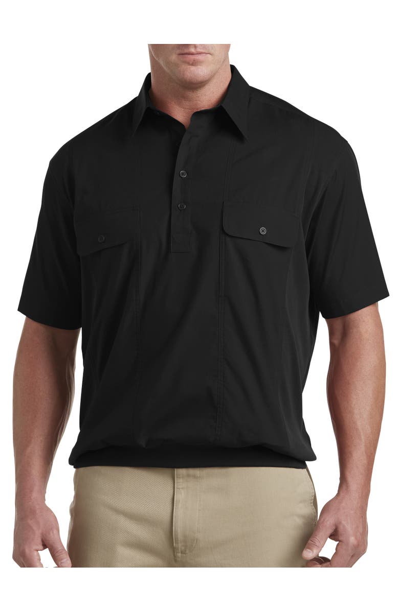 Harbor Bay by DXL Banded-Hem Polo Shirt, Main, color, Black