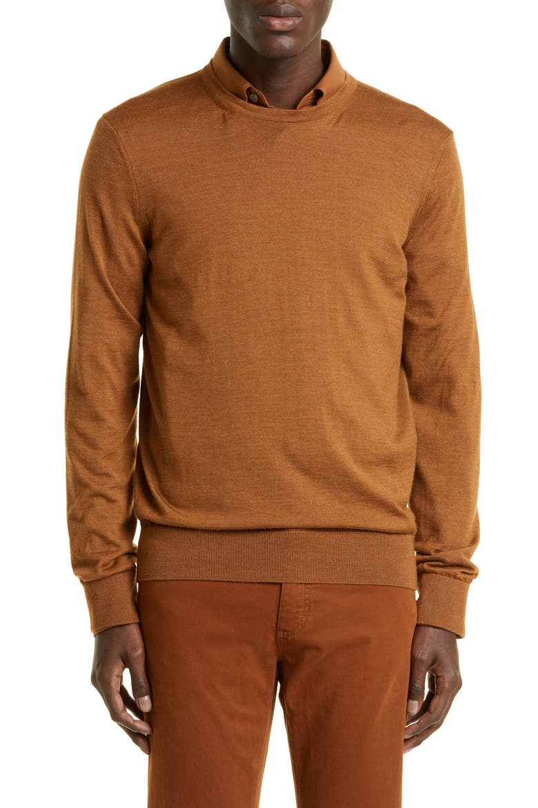 Men's Cashseta Cashmere & Silk Sweater, Main, color, VICUNA
