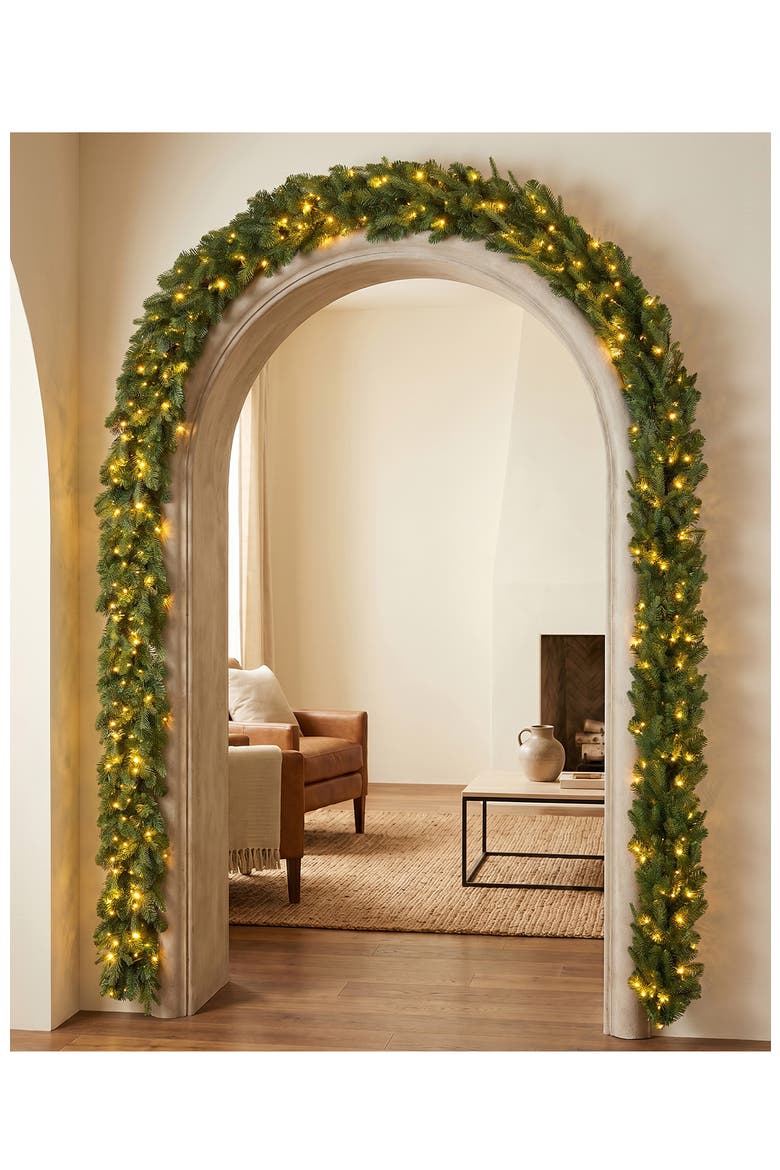 Pre-Lit Christmas Garland with Twinkling Lights, Alternate, color, Green