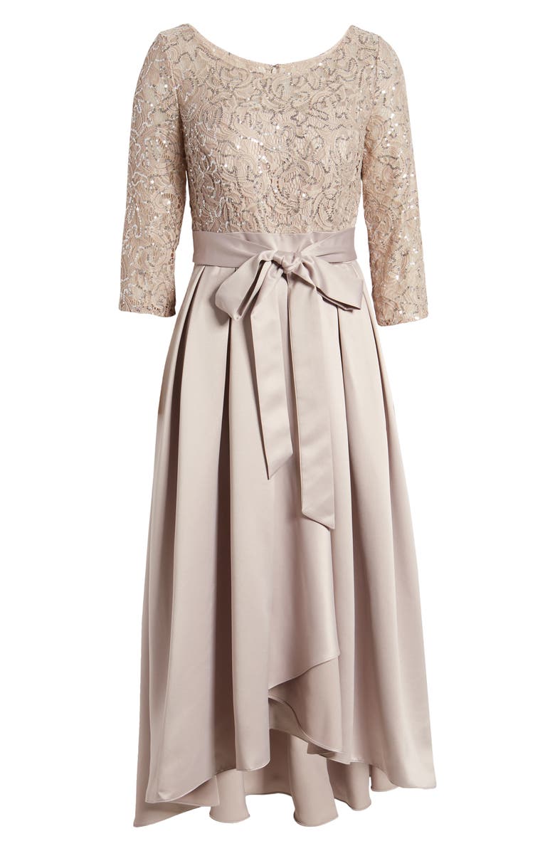 Alex Evenings Sequin Lace High-Low Cocktail Dress, Alternate, color, 