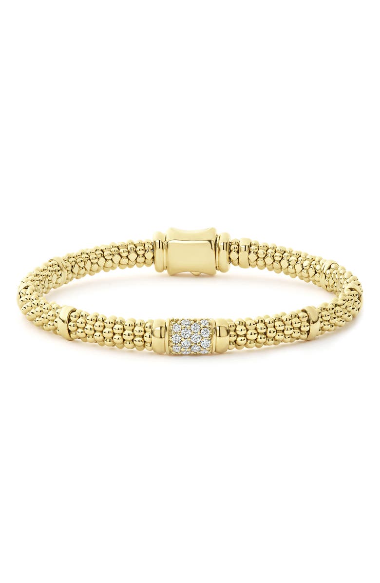 LAGOS Caviar Gold Diamond Bracelet, Main, color, Yellow Gold
