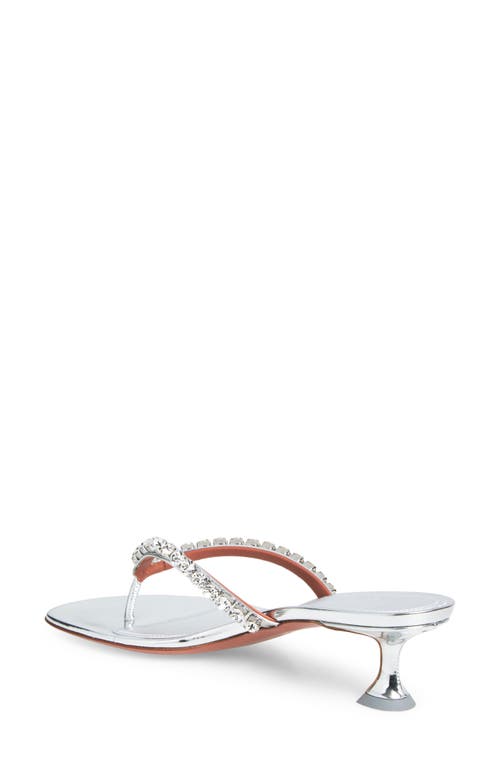 Amina Muaddi Gigi Metallic Crystal Strap Kitten Heel Sandal In Multi