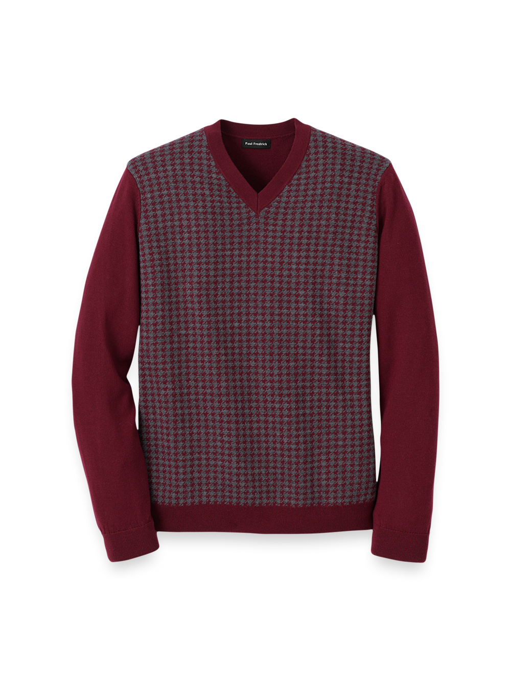 Washable Merino Wool Houndstooth V-neck Sweater - image 3