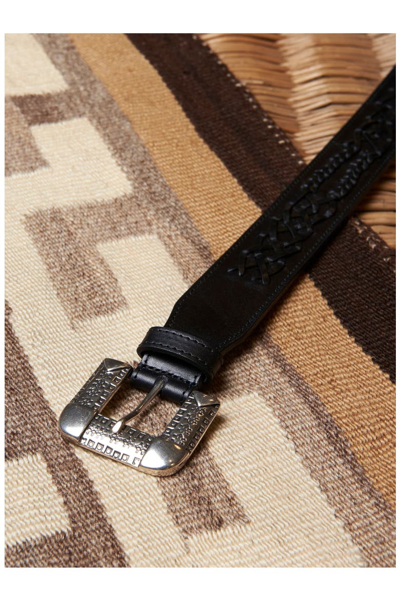 Terra Calf Leather Belt, Alternate, color, BLACK