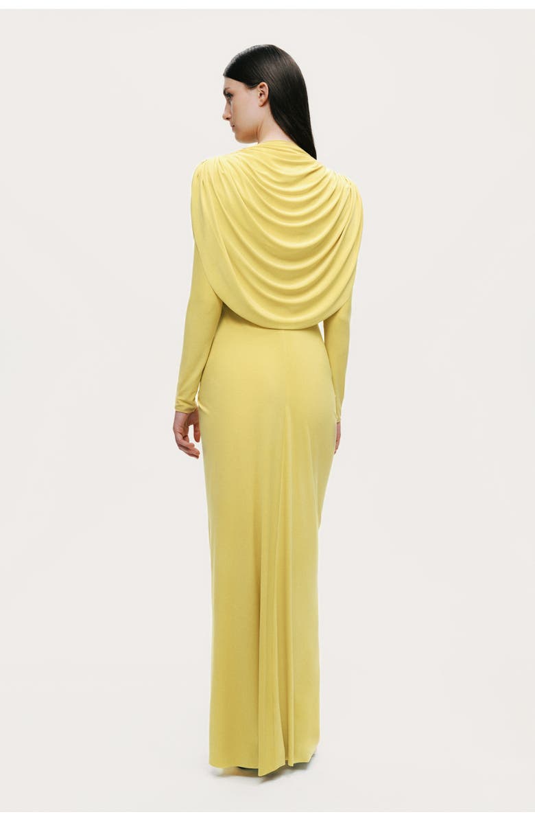 Nocturne Draped Cowl-Front Column Dress, Alternate, color, Yellow