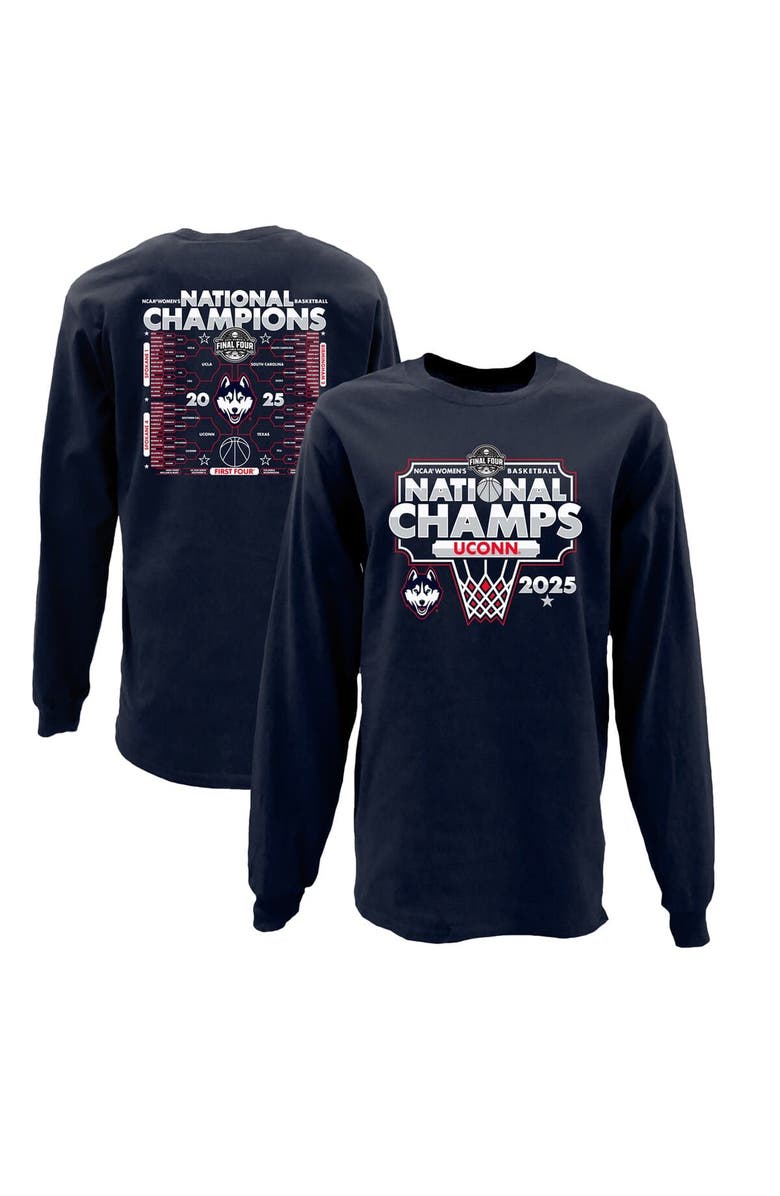BLUE 84 Men's Blue 84  Navy UConn Huskies 2025 NCAA Women's Basketball National Champions Bracket Long Sleeve T-Shirt, Main, color, 