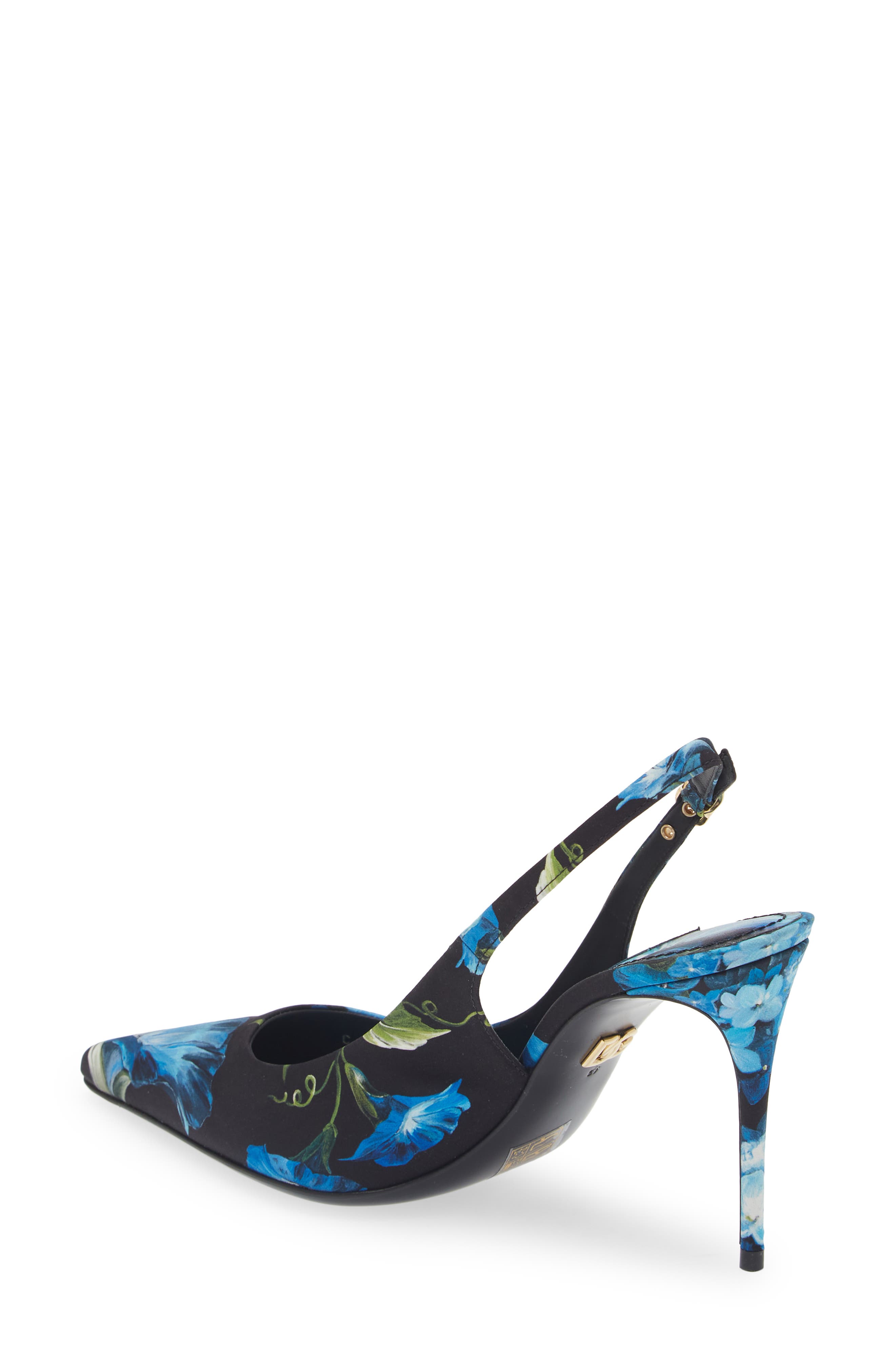Dolce&Gabbana Lollo Floral Slingback Pump, Alternate, color, Black/ Blue