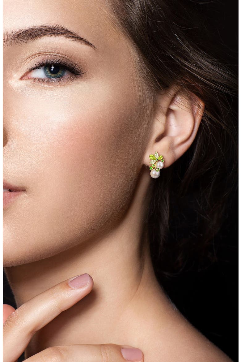 Semiprecious Stone & Cultured Pearl Pendant Necklace & Stud Earrings Set, Alternate, color, GREEN