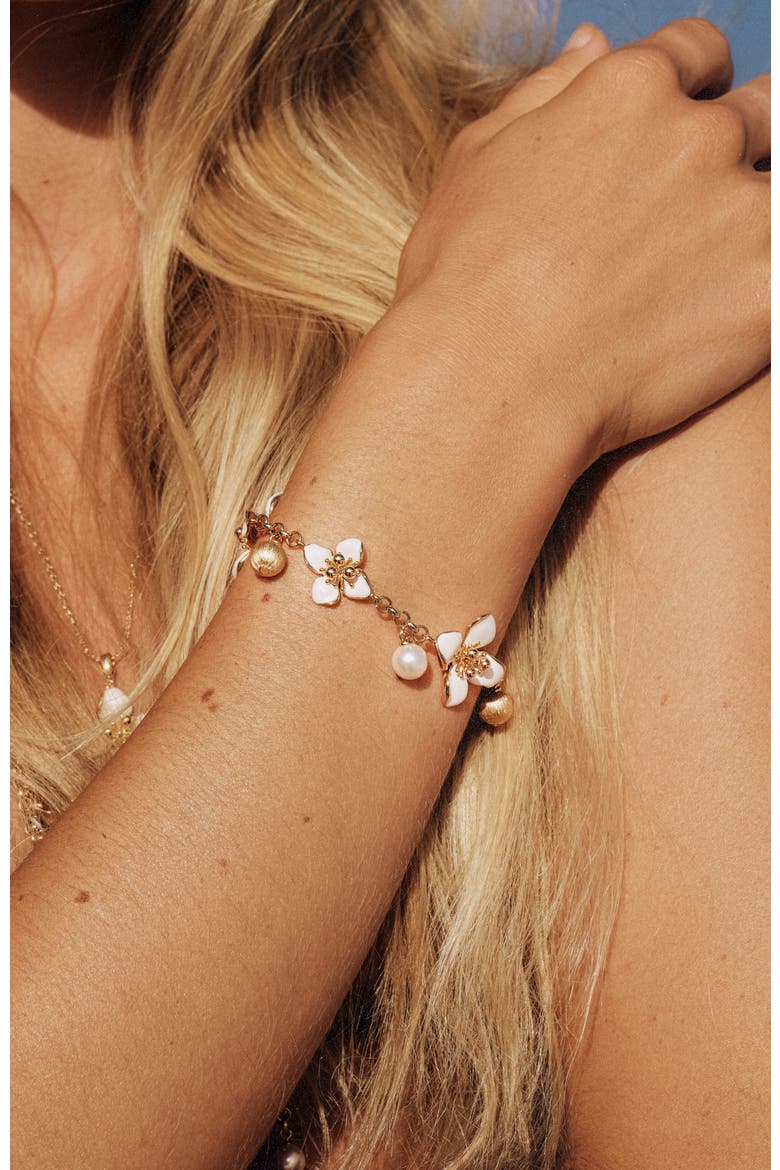 Iris Blossom Bracelet, Alternate, color, White & Gold