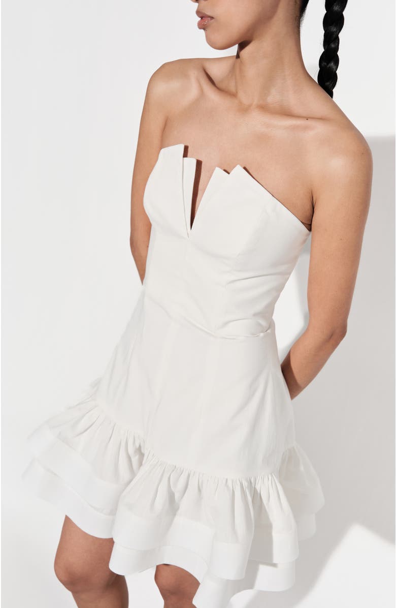 De Loreta Festivo Strapless Drop Waist Cotton Minidress, Alternate, color, 