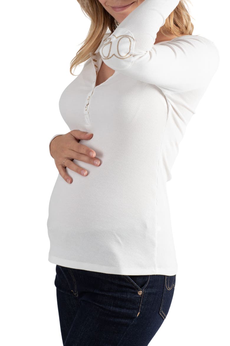 Tunisian long sleeve pregnancy and nursing top, Alternate, color, IVORY