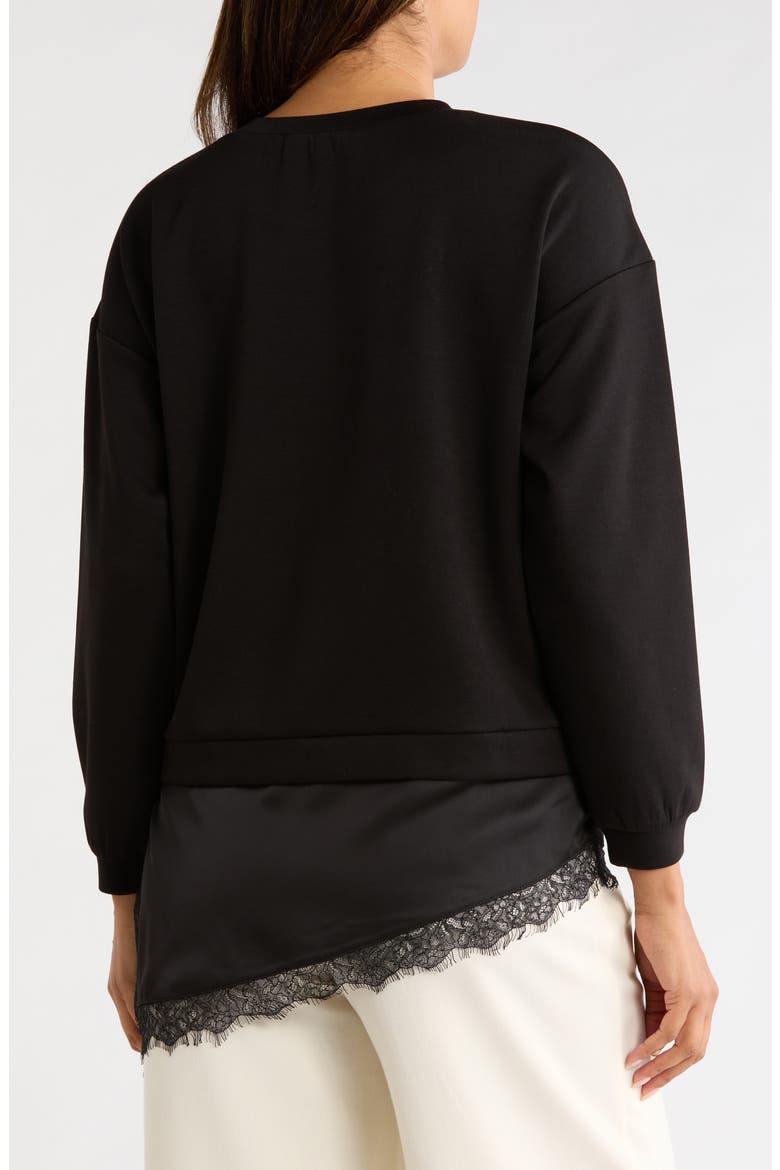 Lace Trim Layered Sweatshirt, Alternate, color, BLACK