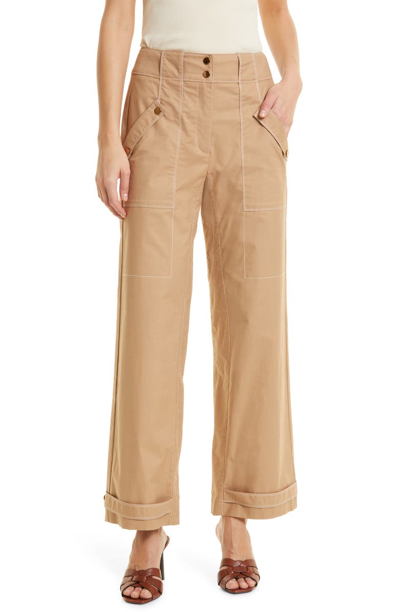 Veronica Beard Hilde Stretch Cotton Utility Pants, Main, color, 