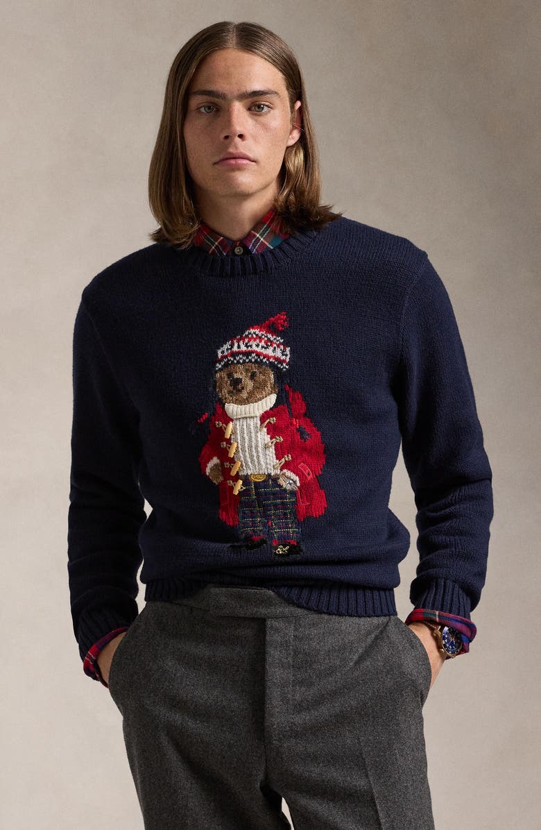 Polo Ralph Lauren Bear Intarsia Cotton & Cashmere Sweater, Alternate, color,