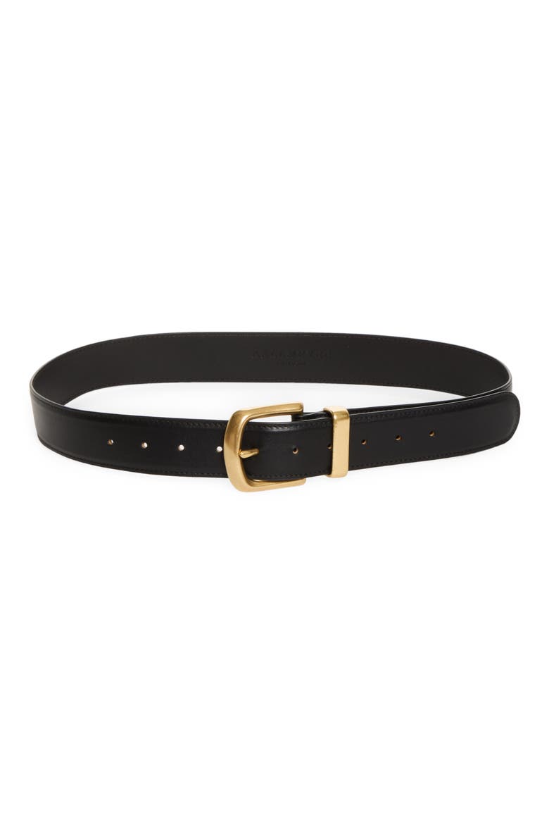 Johnson Leather Belt, Main, color, BLACK/ BRASS
