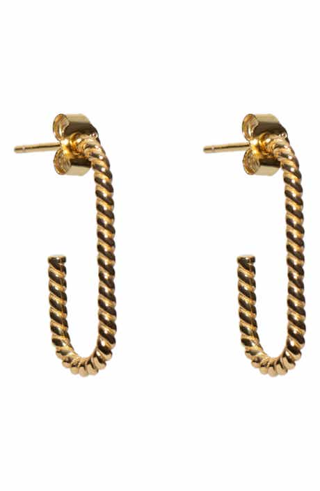 Argento Vivo Sterling Silver Rope Oblong Hoop Earrings