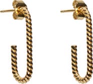 Argento Vivo Sterling Silver Rope Oblong Hoop Earrings