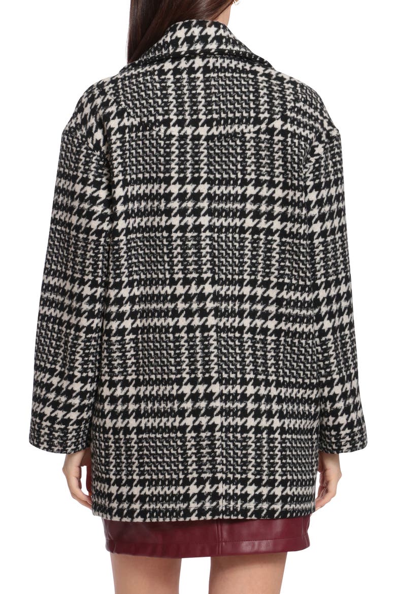 Houndstooth Plaid Oversize Wool Blend Coat, Alternate, color, BLACK AND WHITE HOUNDSTOOTH