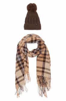 Nanette Lepore Faux Fur Pompom Beanie & Scarf Set