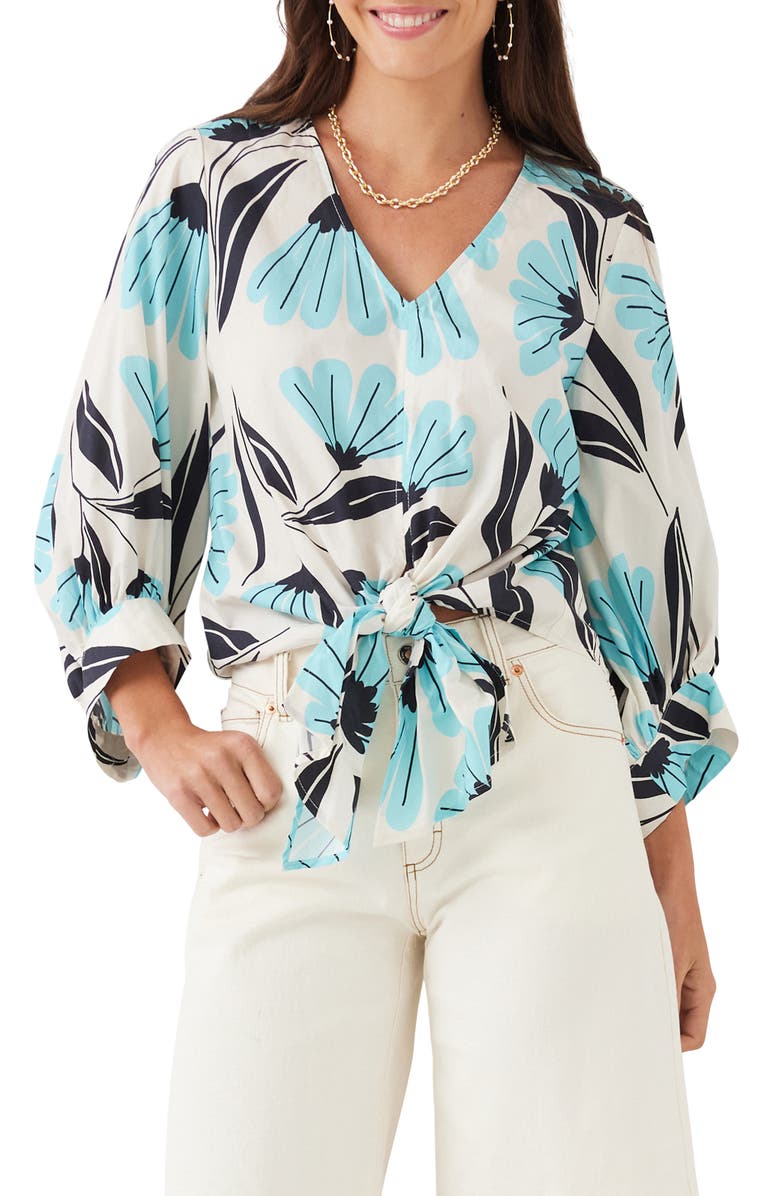 Karen Kane Print Tie Front Top, Main, color, Print
