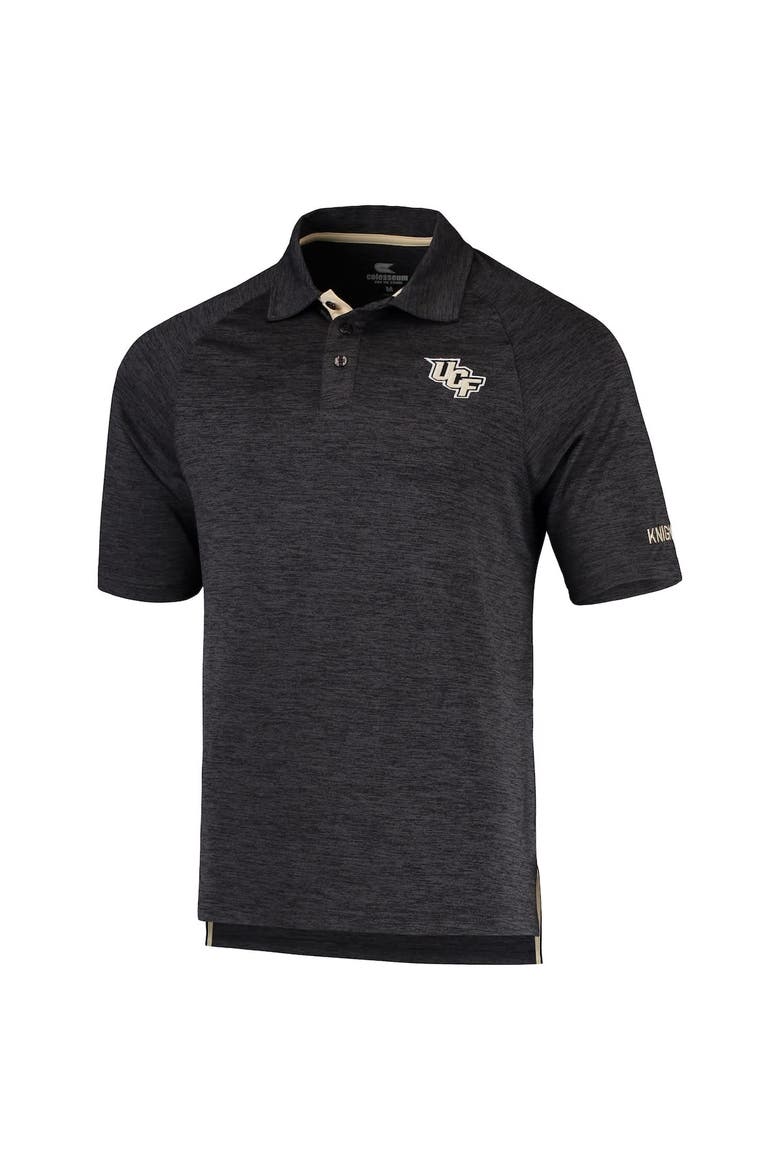 Men's Colosseum Heathered Black UCF Knights Down Swing Polo, Main, color, Heather Black