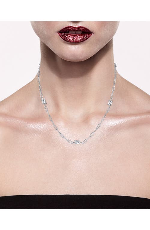 Cz By Kenneth Jay Lane Radiant Cut Cubic Zirconia Station Chain Necklace In Clear Silver