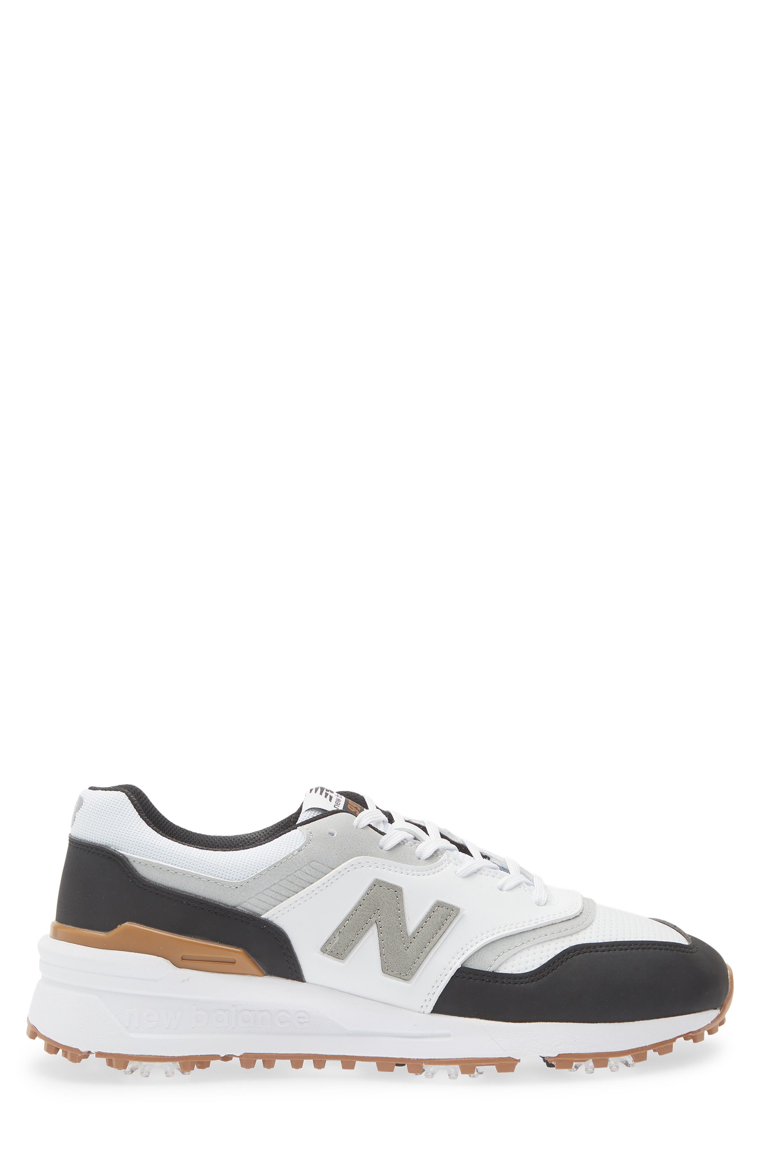 New Balance 997 Waterproof Golf Shoe, Alternate, color, White / Black