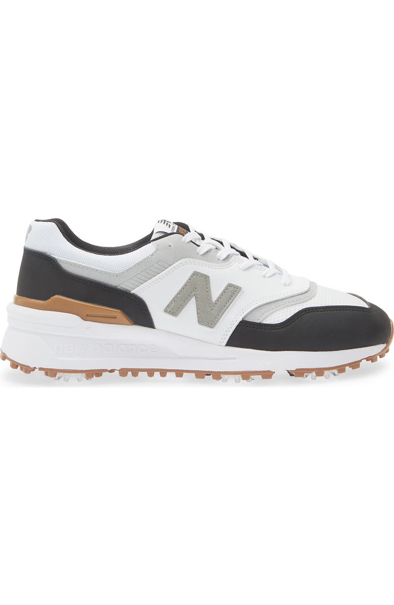 New Balance 997 Waterproof Golf Shoe, Alternate, color, White / Black