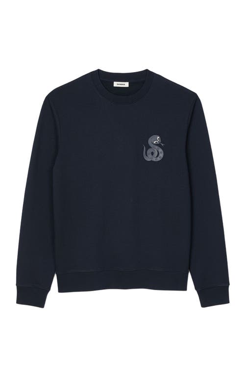 Sandro Sweater With Snake Detail In Midnight Blue