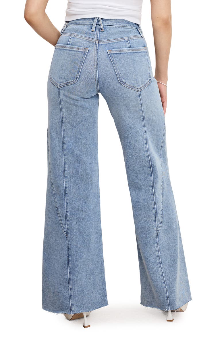 Good Petite Raw Hem Seamed Palazzo Jeans, Alternate, color, INDIGO957