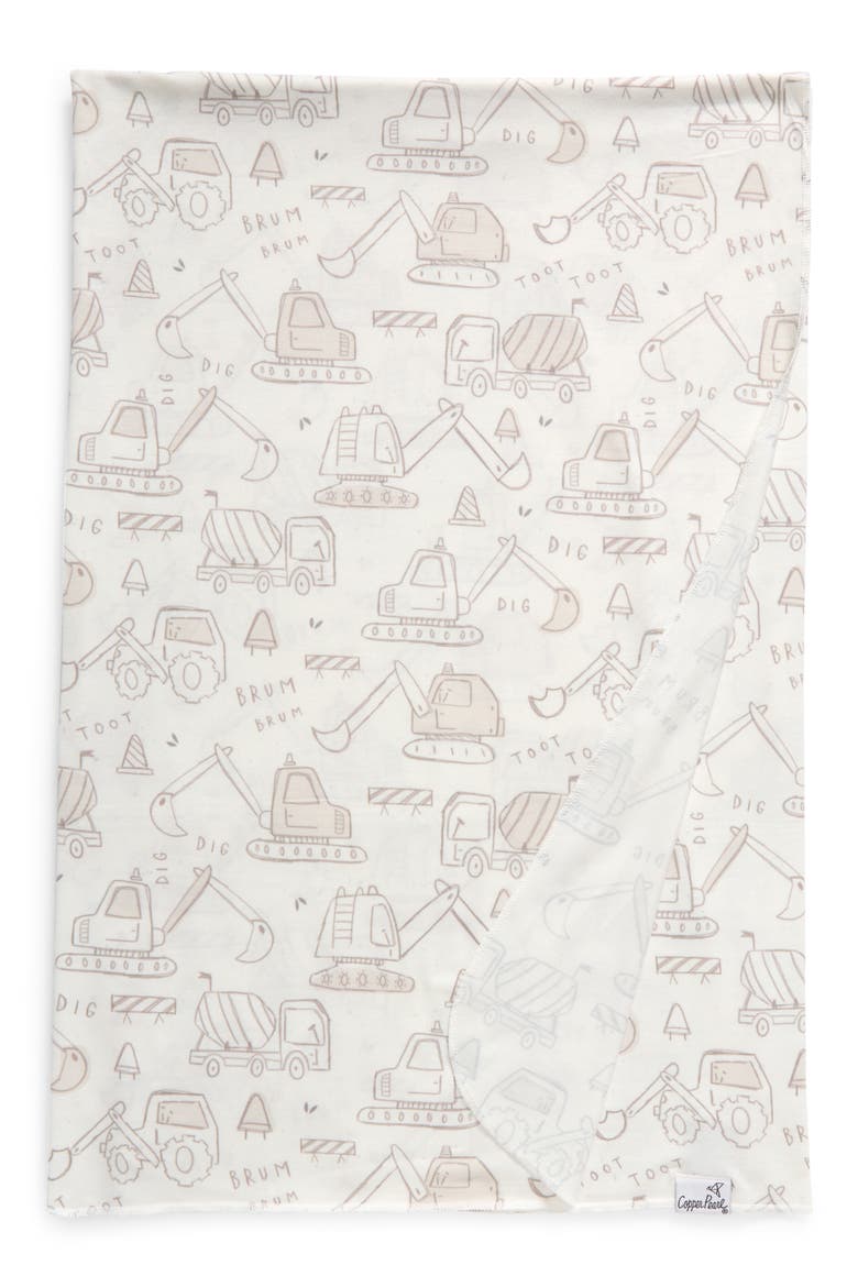 Gage Print Knit Swaddle Blanket, Main, color, FADED ORANGE/ IVORY