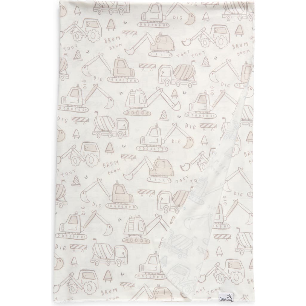Copper Pearl Gage Print Knit Swaddle Blanket In Gray