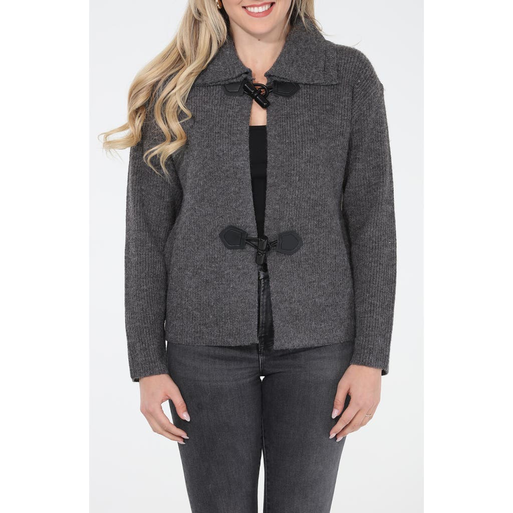 Rain And Rose Toggle Front Sweater Jacket In Gray