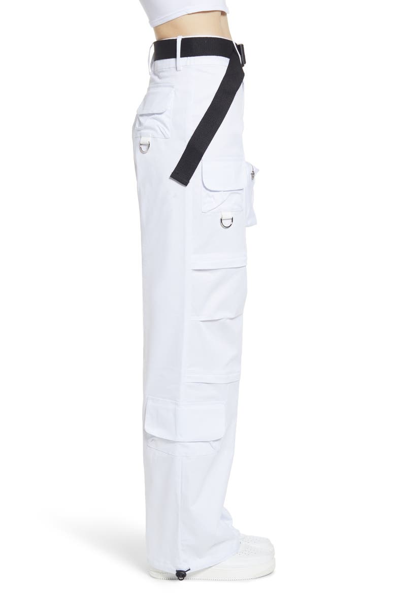 I.AM.GIA. Edam High Rise Cargo Pants with Webbed Belt, Alternate, color, WHITE