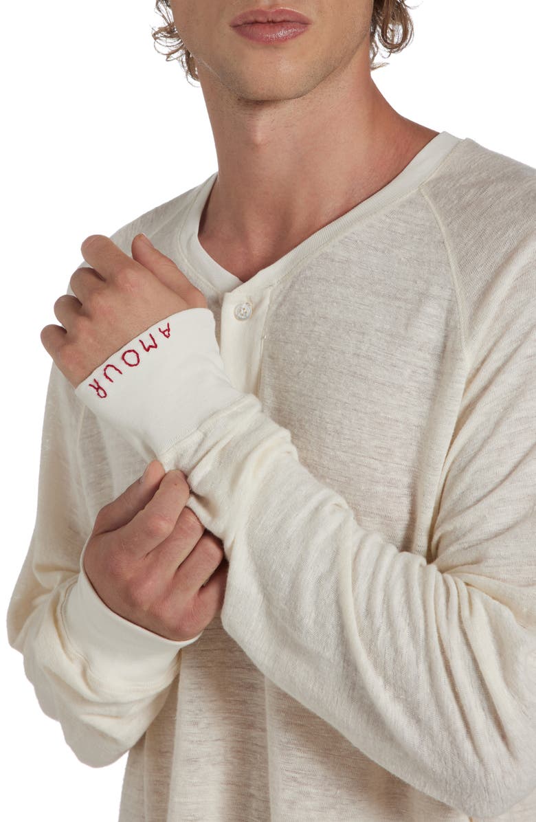 Golden Goose Journey Long Sleeve Linen Knit Henley, Alternate, color, Heritage White