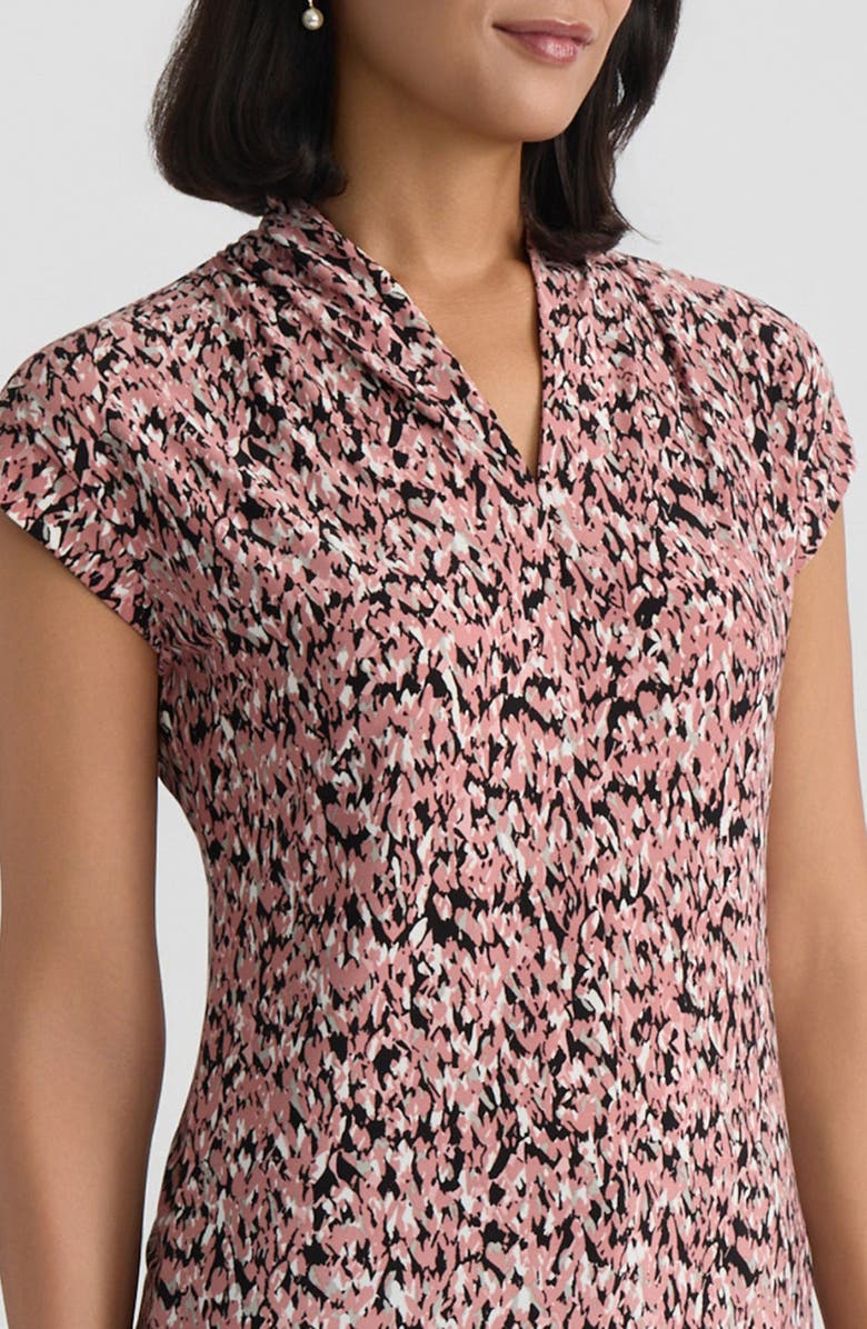 KASPER Abstract Print Funnel Neck Knit Top, Alternate, color, 