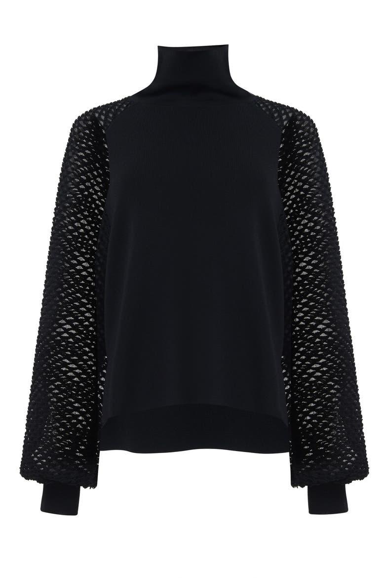 Mesh Sleeve Knitted Sweater, Main, color, Black