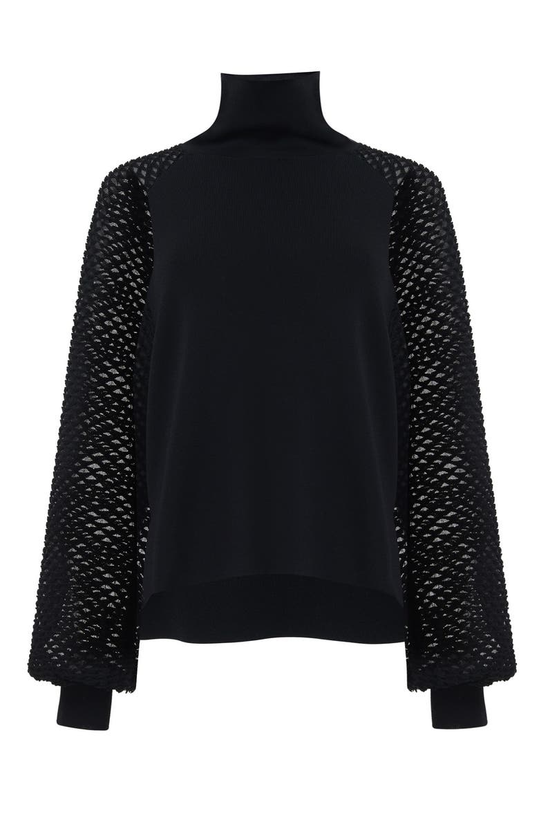 Leem Mesh Sleeve Knitted Sweater, Main, color, Black