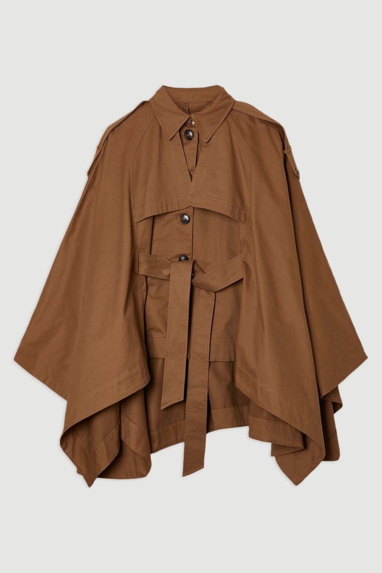 Cape Detail Trench Coat, Alternate, color, Camel