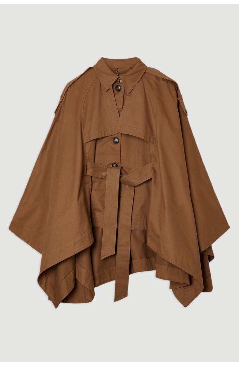 Karen Millen Cape Detail Trench Coat, Alternate, color, Camel