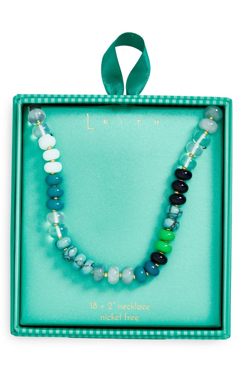 Leith Multicolor Beaded Necklace, Main, color, Blue Multi- Gold