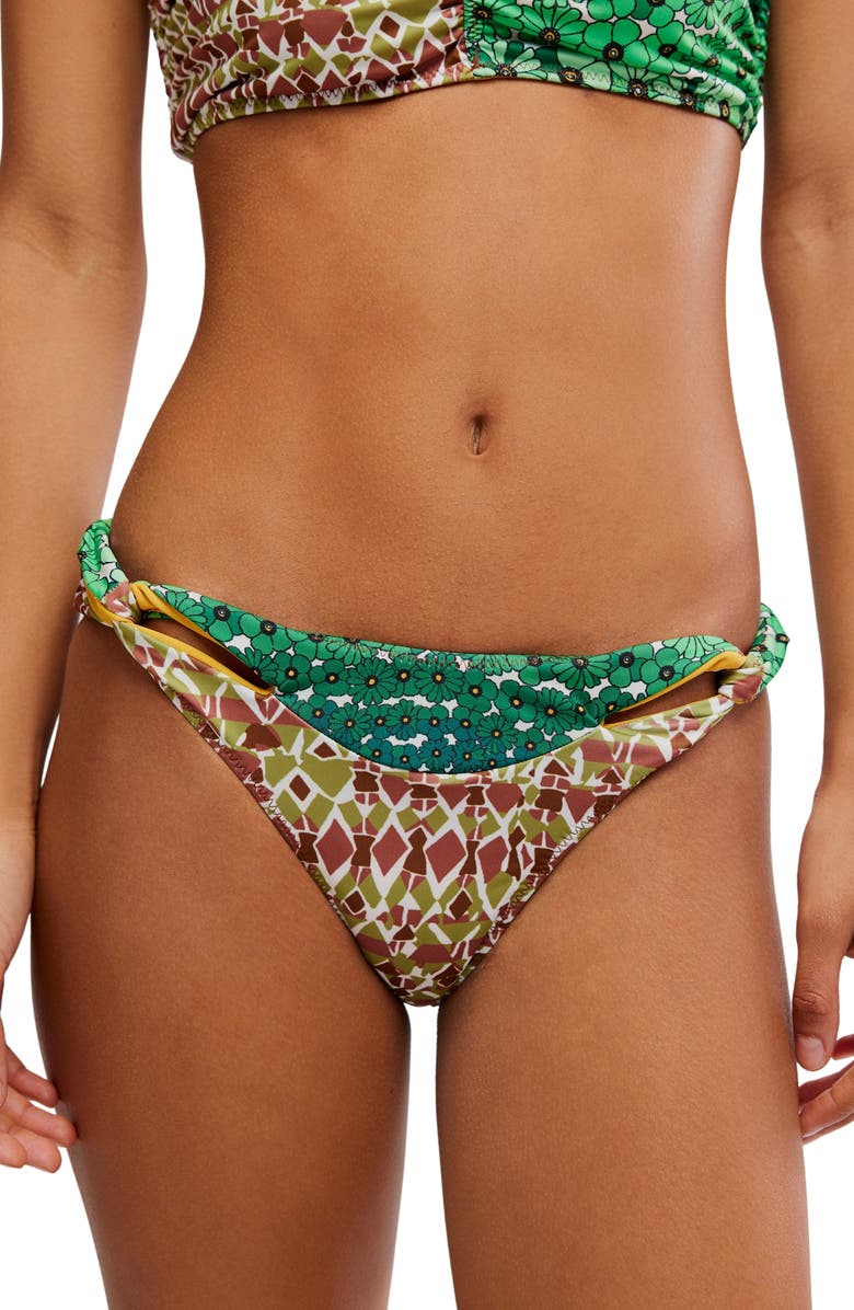 free-est by Free People Donna Reversible Bikini Bottoms, Main, color, Sunset Daisy/ Green A