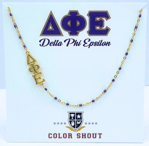 Color Shout Delta Phi Epsilon Greek Letter Side Set Necklace In Gold