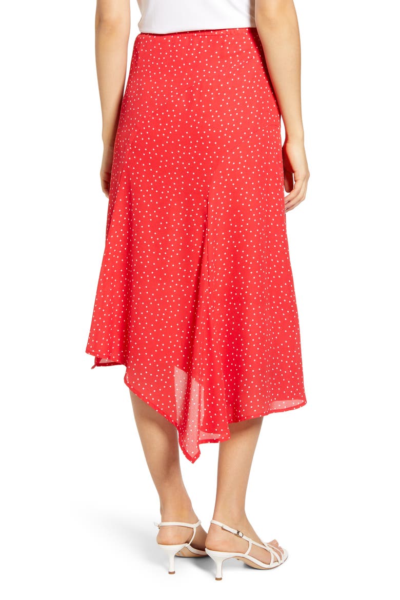Gibson x International Women's Day Fancy Ashley Asymmetrical Flowy Midi Skirt, Alternate, color, CORAL MINI DOT