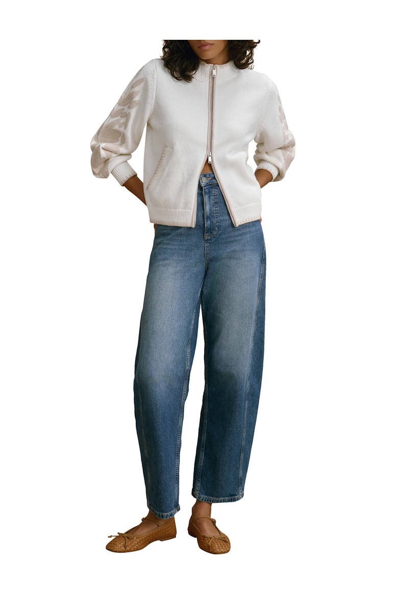 MINT VELVET Cotton Blend Embroidered Cardigan, Alternate, color, Ivory