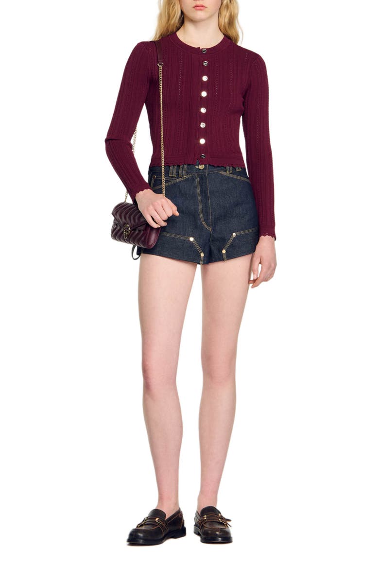 SANDRO Cable knit cardigan, Alternate, color, 