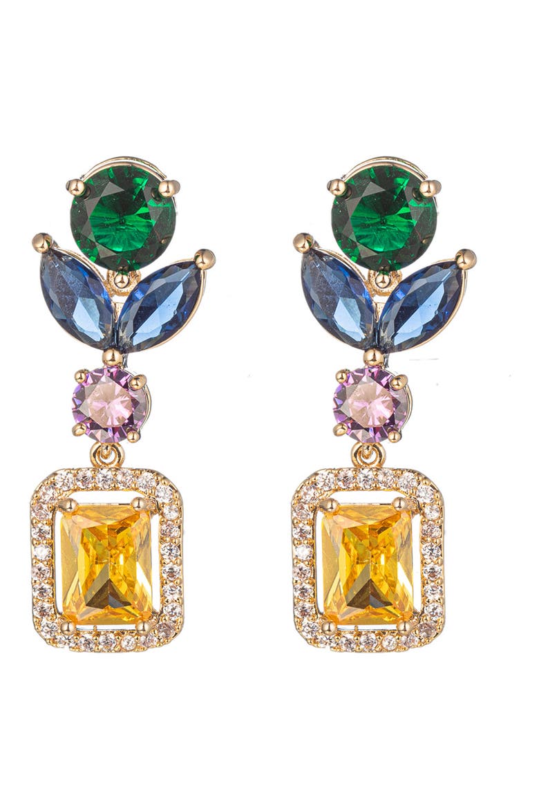 Madison Cubic Zirconia Statement Drop Earrings, Main, color, GOLD